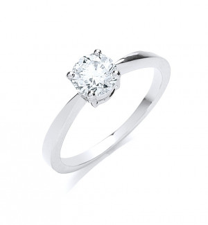 Platinum 0.70ct G/H-Si Diamond Engagement Ring