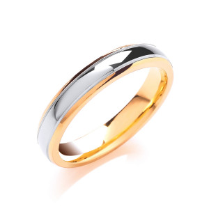 4mm Court Track Edge Two Colour Wedding Band