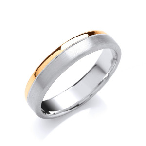 5mm Court Two Colour Matt & Polished Finish Groove Wedding Band