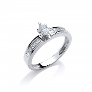 18ct White Gold 0.50ct Marquise & Princess Cut Diamond Engagement Ring