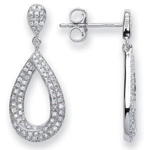 9ct White Gold 0.34cts Dia Pear shape Earrings