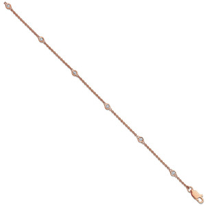 18ct Rose Gold 0.20ct Diamond by the yard Rubover Bracelet