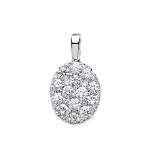 18ct White Gold Oval  0.75ct Pave Pendant