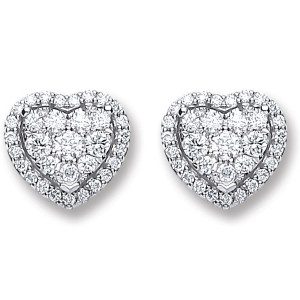 18ct White Gold 0.45ct Diamond Heart Stud Earrings