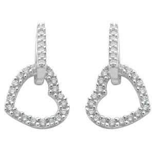9ct White Gold 0.50ct Diamond Heart Drop Earrings