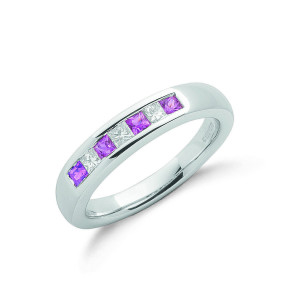 9ct W/G 0.20ct Diamond & 0.30ct Pink Sapphire Eternity Ring