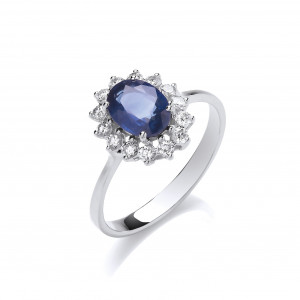 18ct WG 0.35ct Diamond & 1.40ct Sapphire Ring