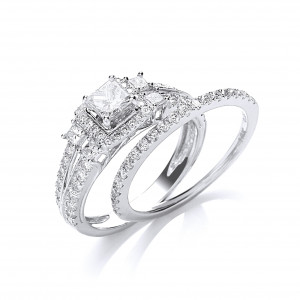 18ct White Gold 1.00ct Diamond Bridal Set Ring