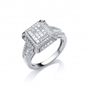 18ct White Gold 1.00ct H-SI Diamond Fancy Ring
