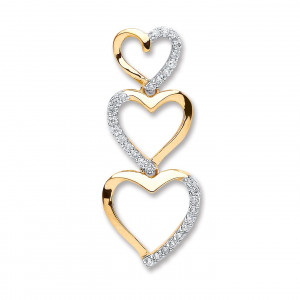 9ct Yellow Gold 0.15ct Diamond Heart Pendant