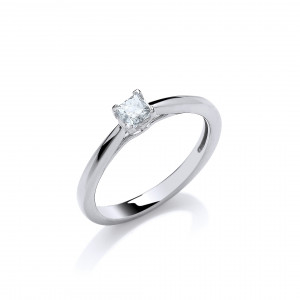 18ct White Gold 0.25ct Princess Cut Diamond Engagement Ring