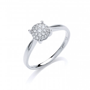 9ct WG 0.15ct Diamond Pave Solitaire Ring
